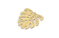 Pirinç Monstera Tılsımı, 1 Halkalı 24 Ham Pirinç Dokulu Monstera Yaprağı Tılsımı, Kolye Uçları, Küpeler, Bulgular (21x22x0,5 mm) D872