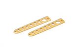 Gold Moon Charm, 6 Textured Gold Plated Brass Moon Phases Charms With 2 Holes (35x6x5x0.80mm) M02348