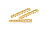 Gold Moon Charm, 6 Textured Gold Plated Brass Moon Phases Charms With 2 Holes (35x6x5x0.80mm) M02348