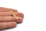 Gold Moon Charm, 6 Textured Gold Plated Brass Moon Phases Charms With 2 Holes (35x6x5x0.80mm) M02348
