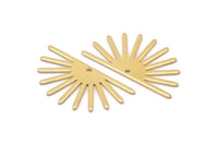 Gold Sun Charm, 4 Gold Plated Brass Sun Charms With 1 Hole (16x30x0.80mm) M02312