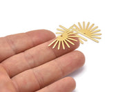 Gold Sun Charm, 4 Gold Plated Brass Sun Charms With 1 Hole (16x30x0.80mm) M02312