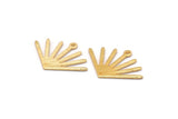 Gold Sun Charm, 4 Textured Gold Plated Brass Sun Charms With 1 Loop (24x17x0.80mm) M02449