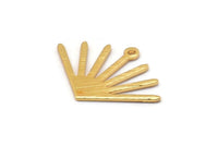 Gold Sun Charm, 4 Textured Gold Plated Brass Sun Charms With 1 Loop (24x17x0.80mm) M02449