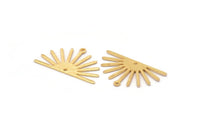 Gold Sun Charm, 4 Textured Gold Plated Brass Sun Charms With 1 Loop And 1 Hole (17x30x0.80mm) M02328