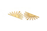Gold Sun Charm, 4 Textured Gold Plated Brass Sun Charms With 1 Loop And 1 Hole (17x30x0.80mm) M02328
