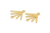 Gold Sun Charm, 8 Gold Plated Brass Sun Charms With 2 Loops (18x17x0.80mm) M02419