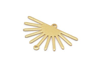Gold Sun Charm, 4 Gold Plated Brass Sun Charms With 2 Loops (19x30x0.80mm) M02324 H0592