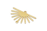 Gold Sun Charm, 4 Gold Plated Brass Sun Charms With 2 Loops (19x30x0.80mm) M02324 H0592