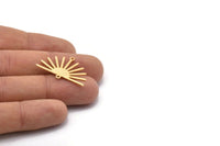 Gold Sun Charm, 4 Textured Gold Plated Brass Sun Charms With 2 Loops (19x30x0.80mm) M02325