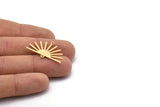 Gold Sun Charm, 4 Textured Gold Plated Brass Sun Charms With 2 Loops (19x30x0.80mm) M02325