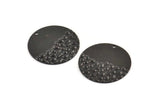 Black Round Charm, 6 Oxidized Black Brass Round Charms With 1 Hole (25x0.80mm) D963