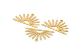 Gold Sun Charm, 4 Textured Gold Plated Brass Sun Charms With 1 Loop (17x30x0.80mm) M02319