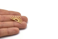 Gold Sun Charm, 4 Textured Gold Plated Brass Sun Charms With 1 Loop (17x30x0.80mm) M02319