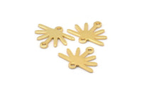 Gold Sun Charm, 8 Gold Plated Brass Sun Charms With 2 Loops (12x15x0.80mm) M02404
