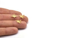 Gold Sun Charm, 8 Gold Plated Brass Sun Charms With 2 Loops (12x15x0.80mm) M02404