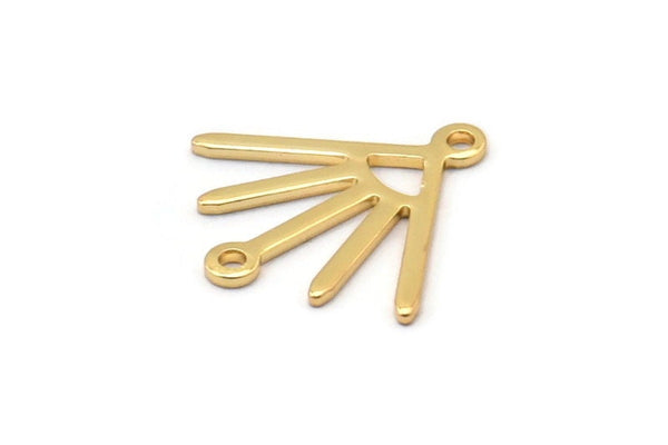 Gold Sun Charm, 8 Gold Plated Brass Sun Charms With 2 Loops (18x17x0.80mm) M02420