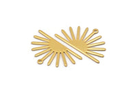 Gold Sun Charm, 4 Gold Plated Brass Sun Charms With 1 Loop (17x30x0.80mm) M02315