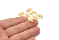 Gold Sun Charm, 12 Gold Plated Brass Sun Charms With 1 Hole (8x15x0.80mm) M02401