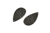 Siyah Damla Tılsımı, 1 Delikli 12 Dokulu Oksitlenmiş Siyah Pirinç Damla Tılsımı, Küpeler, Bulgular (25x13x1mm) D976