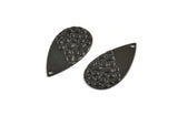 Siyah Damla Tılsımı, 1 Delikli 12 Dokulu Oksitlenmiş Siyah Pirinç Damla Tılsımı, Küpeler, Bulgular (25x13x1mm) D976