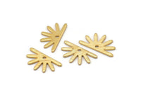 Gold Sun Charm, 10 Textured Gold Plated Brass Sun Charms With 1 Hole (8x15x0.80mm) M02409