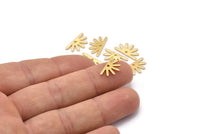 Gold Sun Charm, 10 Textured Gold Plated Brass Sun Charms With 1 Hole (8x15x0.80mm) M02409