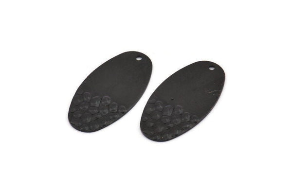Black Oval Charm, 8 Oxidized Black Brass Oval Charms With 1 Hole (29.5x15x0.80mm) D985