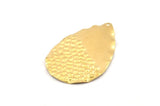 Brass Drop Charm, 8 Raw Brass Drop Charms With 1 Hole, Findings (44x29x0.60mm) D1002