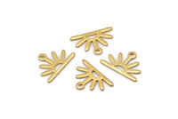 Gold Sun Charm, 10 Gold Plated Brass Sun Charms With 1 Loop (10x15x0.80mm) M02403