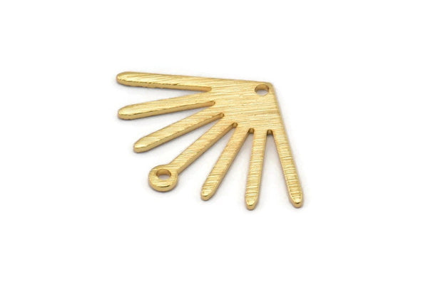 Gold Sun Charm, 4 Textured Gold Plated Brass Sun Charms With 1 Hole And 1 Loop (24x17x0.80mm) M02454