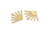 Gold Sun Charm, 4 Textured Gold Plated Brass Sun Charms With 1 Hole And 1 Loop (24x17x0.80mm) M02454