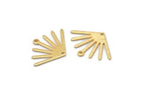Gold Sun Charm, 4 Textured Gold Plated Brass Sun Charms With 1 Hole And 1 Loop (24x17x0.80mm) M02454