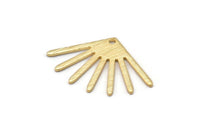 Gold Sun Charm, 4 Textured Gold Plated Brass Sun Charms With 1 Hole (24x16x0.80mm) M02453