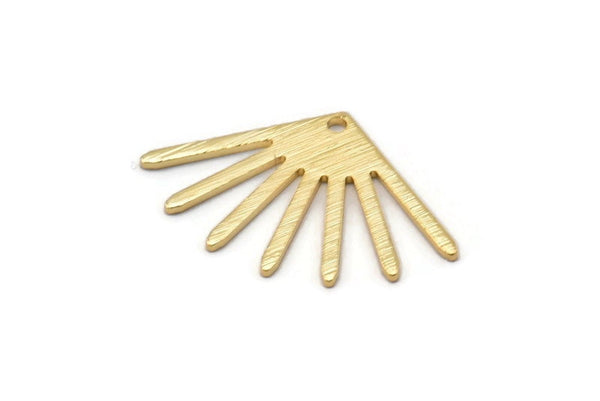 Gold Sun Charm, 4 Textured Gold Plated Brass Sun Charms With 1 Hole (24x16x0.80mm) M02453