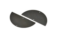 Yarım Daire Charm, 2 Delikli 2 Oksitlenmiş Siyah Pirinç Yarım Ay Boşluğu, Küpeler, Kolye Uçları (50x24x0,80 mm) D923