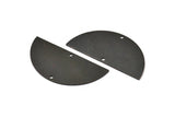 Yarım Daire Charm, 2 Delikli 2 Oksitlenmiş Siyah Pirinç Yarım Ay Boşluğu, Küpeler, Kolye Uçları (50x24x0,80 mm) D923