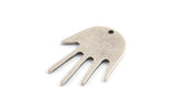 Silver Hand Charm, 6 Antique Silver Plated Brass Hand Charms With 1 Hole (24x17x1mm) D1137