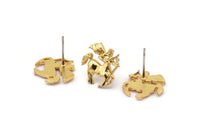 Gold Sagittarius Earring, 4 Gold Plated Brass Sagittarius Sign Stud Earrings, Zodiac Findings, Zodiac Sign Jewelries (13x13mm) SY0294