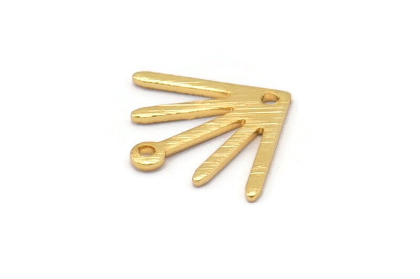 Gold Sun Charm, 8 Textured Gold Plated Brass Sun Charms With 1 Loop And 1 Hole (18x15x0.80mm) M02430