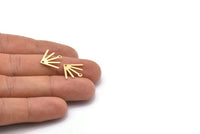 Gold Sun Charm, 8 Textured Gold Plated Brass Sun Charms With 1 Loop And 1 Hole (18x15x0.80mm) M02430
