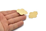 Brass Badge Charm, 4 Raw Brass Textured Badge Blanks With 1 Hole, Earrings, Findings (39x28x1mm) D0816
