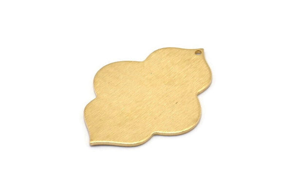 Brass Badge Charm, 4 Raw Brass Textured Badge Blanks With 1 Hole, Earrings, Findings (39x28x1mm) D0816