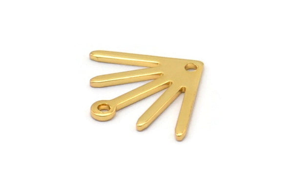 Gold Sun Charm, 8 Gold Plated Brass Sun Charms With 1 Loop And 1 Hole (18x15x0.80mm) M02422