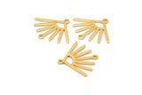 Gold Sun Charm, 6 Gold Plated Brass Sun Charms With 2 Loops (24x19x0.80mm) M02444