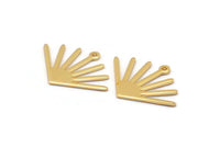 Gold Sun Charm, 6 Gold Plated Brass Sun Charms With 1 Loop (24x17x0.80mm) M02441