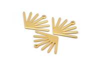 Gold Sun Charm, 6 Gold Plated Brass Sun Charms With 1 Loop (24x17x0.80mm) M02441