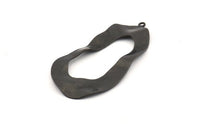 Black Drop Charm, 6 Oxidized Black Brass Irregular Charms With 1 Loop, Earrings, Pendants, Findings (42x21x0.60mm) D1226 S1050