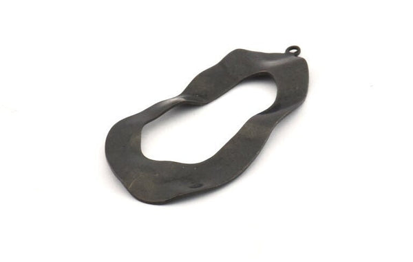 Black Drop Charm, 6 Oxidized Black Brass Irregular Charms With 1 Loop, Earrings, Pendants, Findings (42x21x0.60mm) D1226 S1050