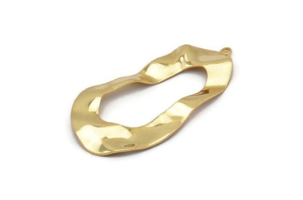 Gold Drop Charm, 2 Gold Plated Brass Irregular Charms With 1 Loop, Earrings, Pendants, Findings (42x21x0.60mm) D1226 Q0858